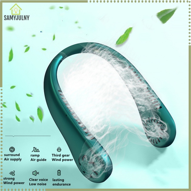 Quạt Thể Thao Đeo Cổ Không Cánh 3 Chế Độ Sạc Usb