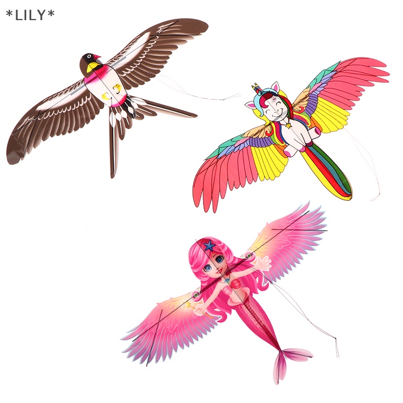 Lily phim hoạt hình trẻ em diều Mini nhựa đồ chơi diều + 40cm tay phanh cần câu đồ chơi uuu