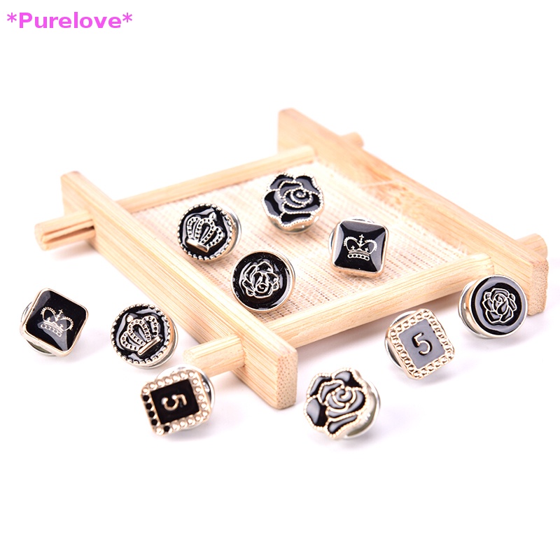 Set 10 Khuy Cài Áo Hình Bông Hoa Đính Ngọc Trai Giả Xinh Xắn Mới