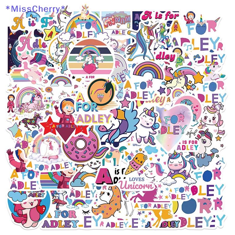 Bộ 50 Miếng Dán Trang Trí Điện Thoại / Ván Trượt / Laptop / Hành Lý Hình Kỳ Lân A DIY Mới