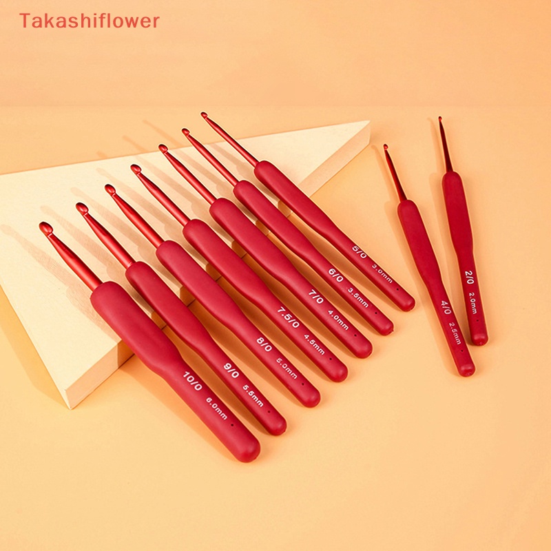 1 Móc Đan Len Thủ Công Bằng Nhôm Tay Cầm Silicone Màu Đỏ 2 / 2.5 / 3 / 3.5 / 4 / 4.5 / 5 / 5.5 / 6mm