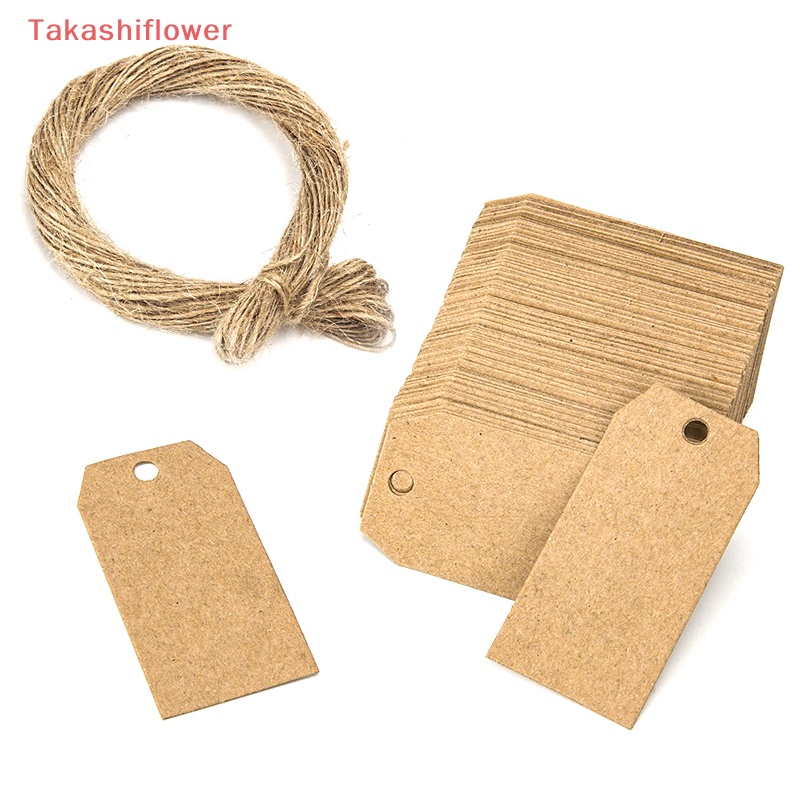 Set 100 Thẻ Giấy Kraft Nâu Có Lỗ Dùng Để Trang Trí Tiệc Cưới / Tiệc Tùng