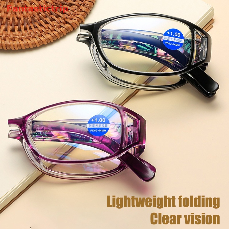 Kính Đọc Sách Chống Tia Sáng Xanh Có Thể Gấp Lại Kèm Hộp Đựng Thời Trang Cho Nam Và Nữ