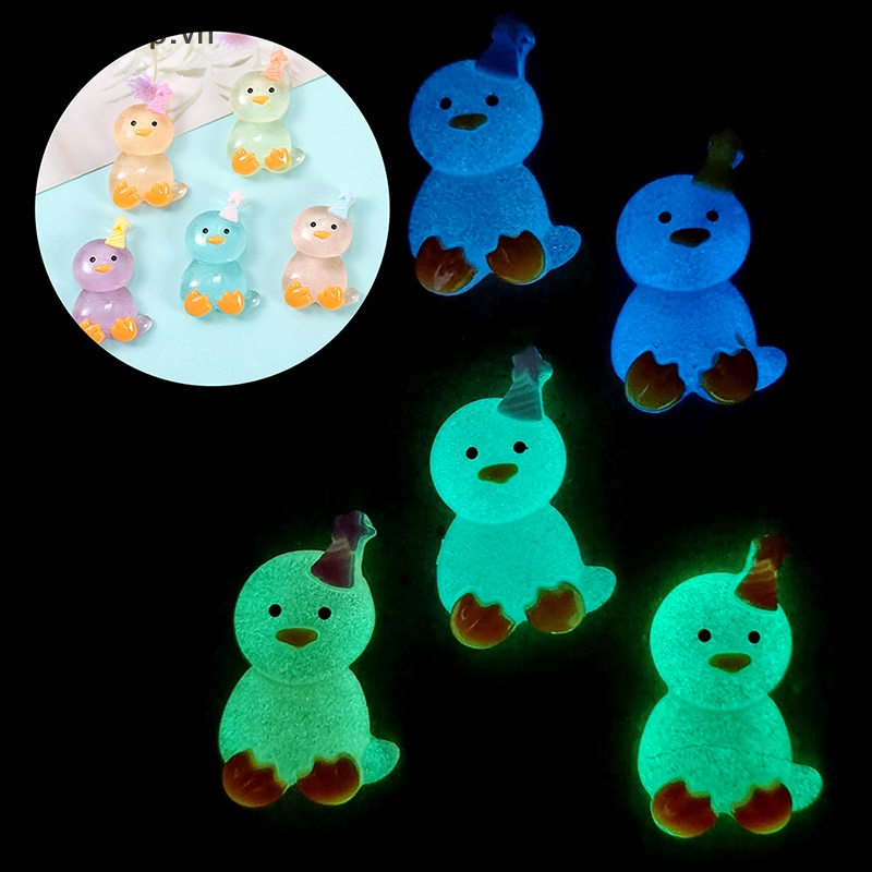 Set 1 / 5 Tượng Gà Con Bằng Nhựa Phát Quang Trang Trí Tiểu Cảnh