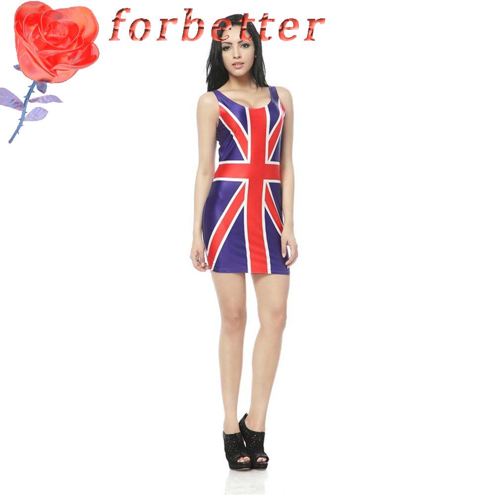 Đầm Hai Dây Hở Lưng In Họa Tiết Cờ Liên Minh Thời Trang Mùa Hè