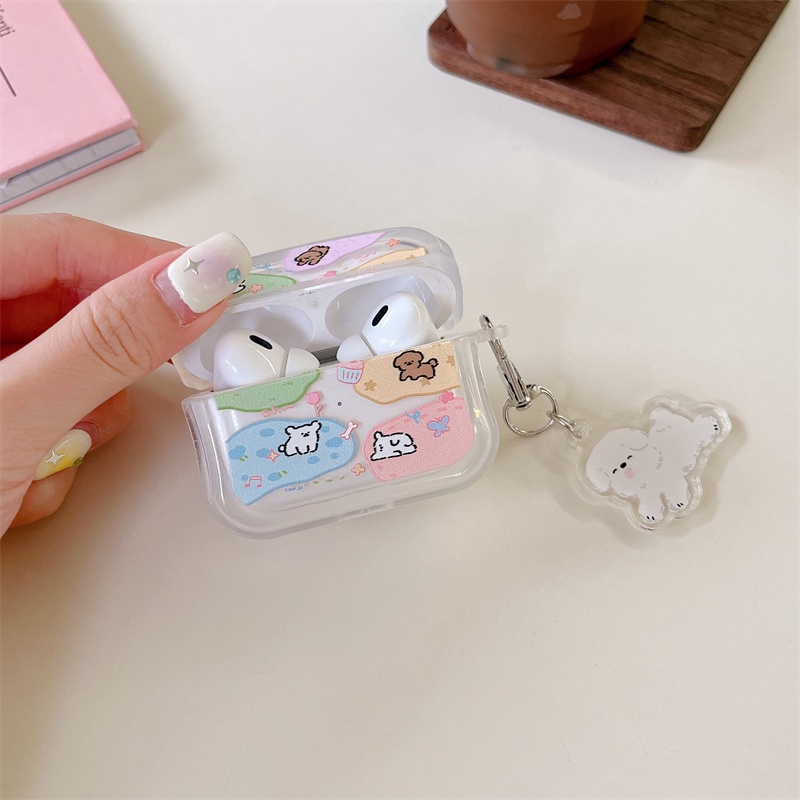 Vỏ Bảo Vệ Hộp Sạc Tai Nghe Bluetooth Không Dây Airpods1 / 2 3 Pro Pro2 Air Pods Pro 3 Hình Chú Chó Dễ Thương Ốp