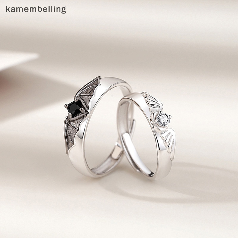 1 Cặp Nhẫn Đôi Cánh Thiên Thần Thời Trang Lãng Mạn Có Thể Điều Chỉnh Cho Nam Nữ