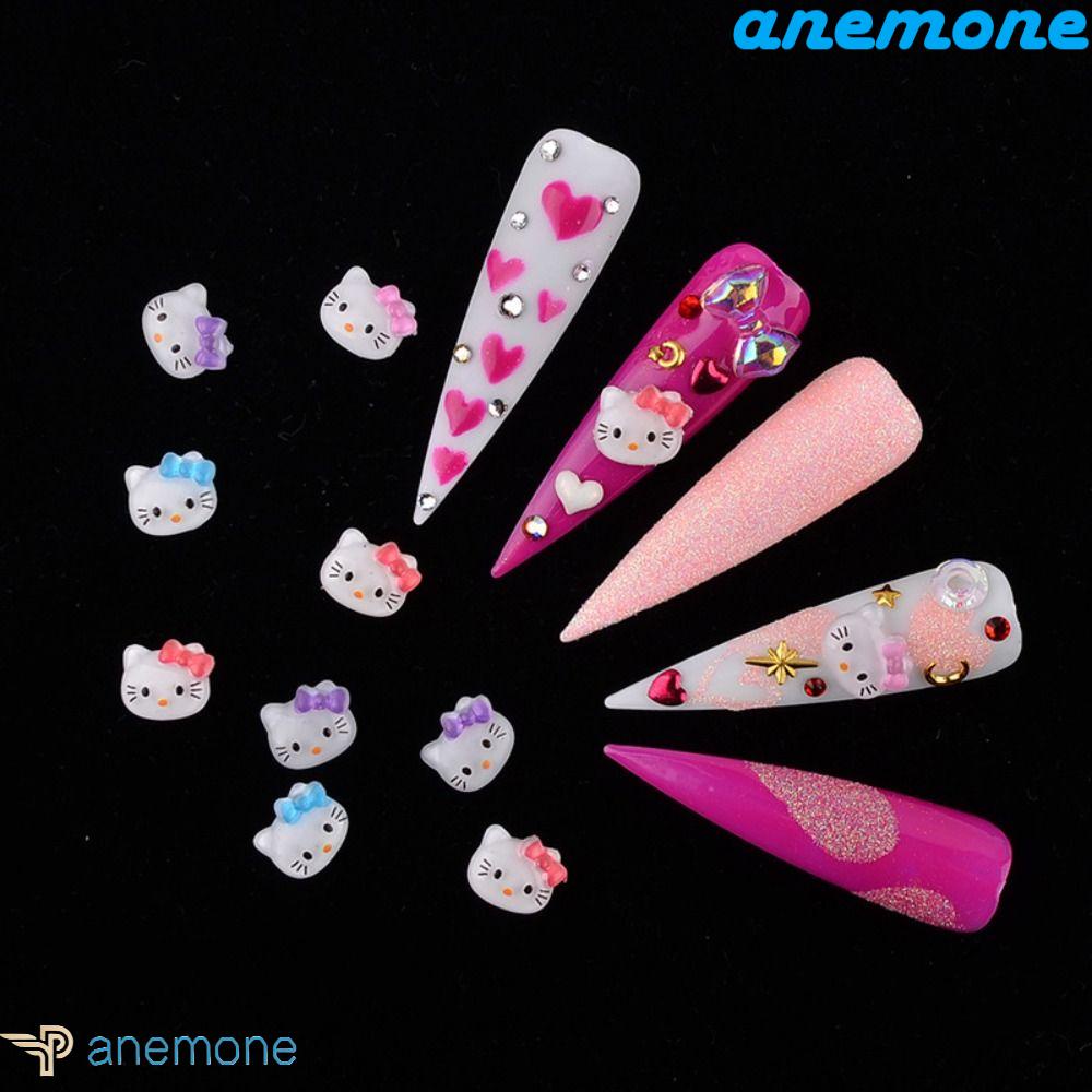 Set 100 Phụ Kiện Trang Trí Móng Tay Nghệ Thuật Hình Mèo Kitty Nhiều Màu Dễ Thương