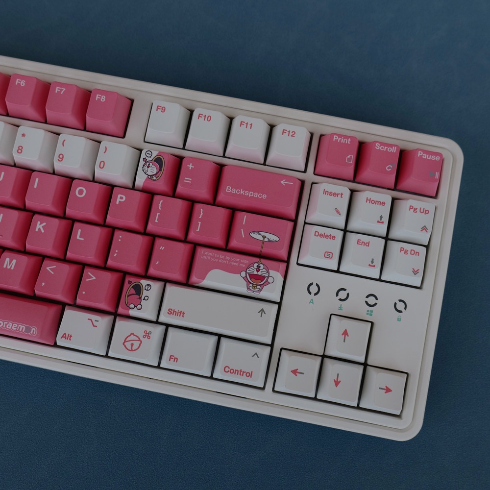 Doraemon Keycaps Cherry Profile Hồng Anime PBT Dye Sub Bàn Phím Cơ Keycap