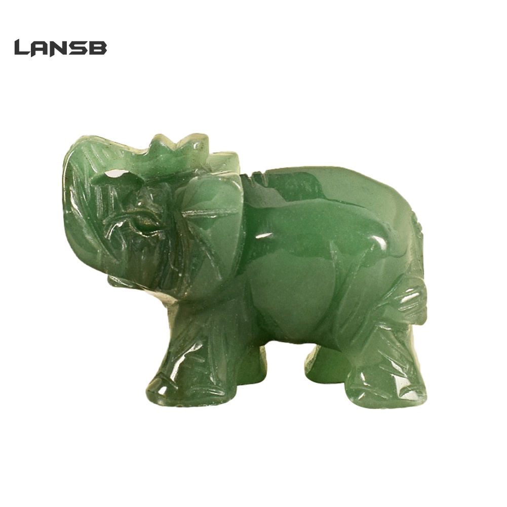 Tượng Voi Bằng Đá Ngọc Bích Giả Màu Xanh Lá Kích Thước 3.8cm Dùng Trang Trí