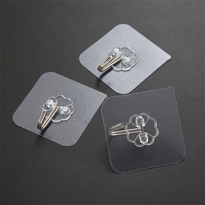 Set 10 Móc Treo Đồ Dán Tường Bằng Thép Không Gỉ Trong Suốt Siêu Chắc Đa Năng