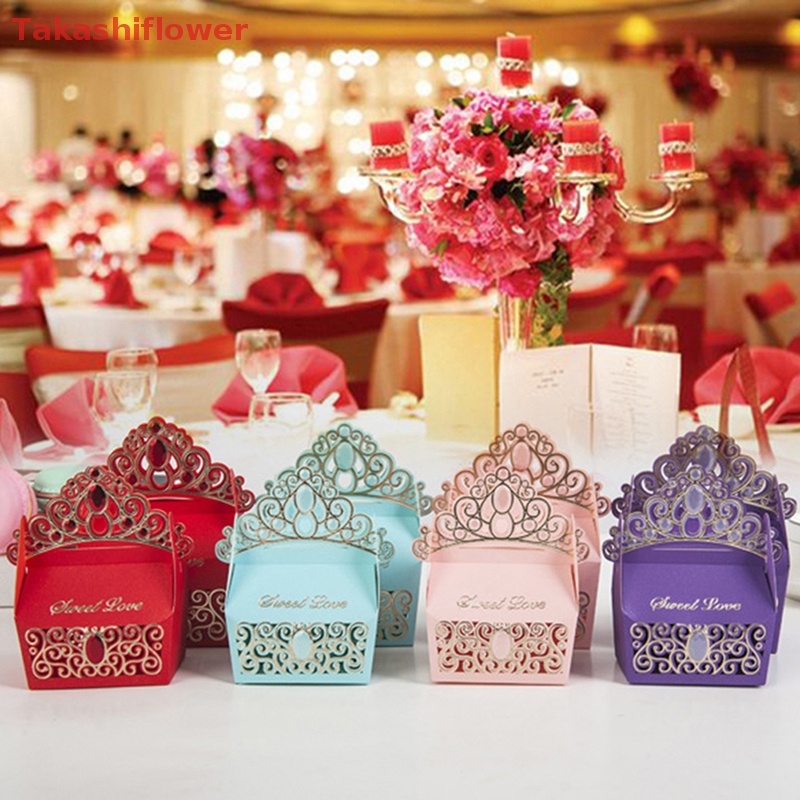 Set 10 Hộp Đựng Kẹo Cưới Nhiều Màu Sắc Chất Lượng Cao