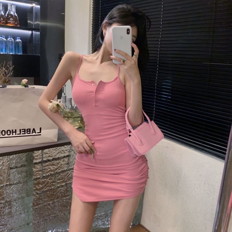 COZOK Đầm Không Tay Dáng Ôm Màu Trơn Thời Trang Gợi Cảm Dành Cho Nữ