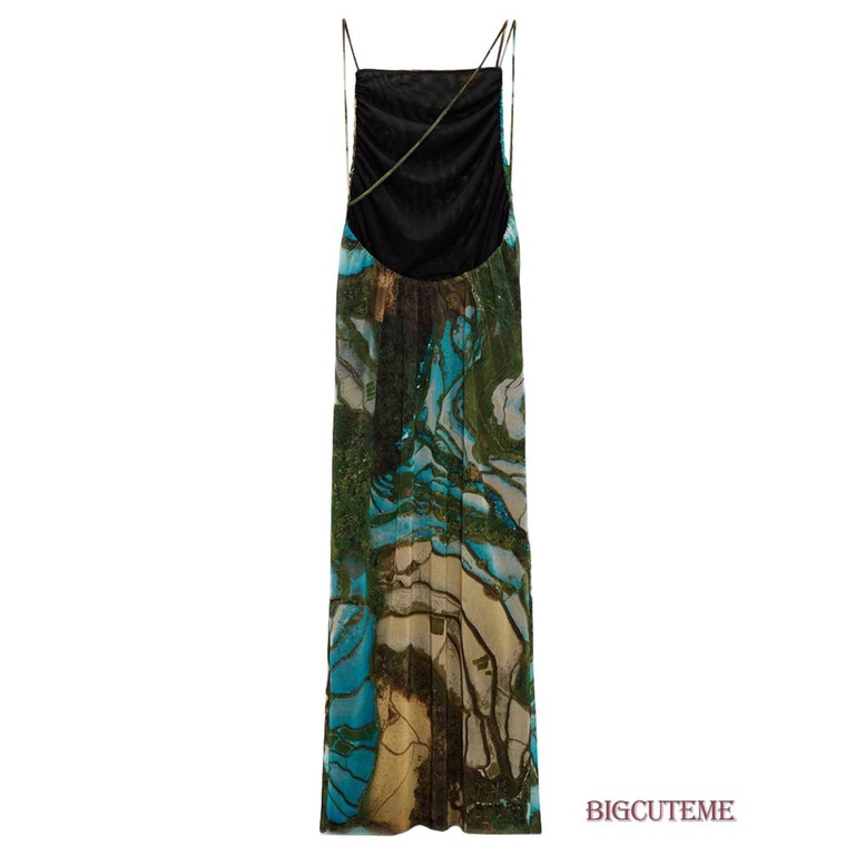 Đầm Dài Không Tay Dây Chéo Lưng Phong Cách Boho Cổ Điển Cho Nữ