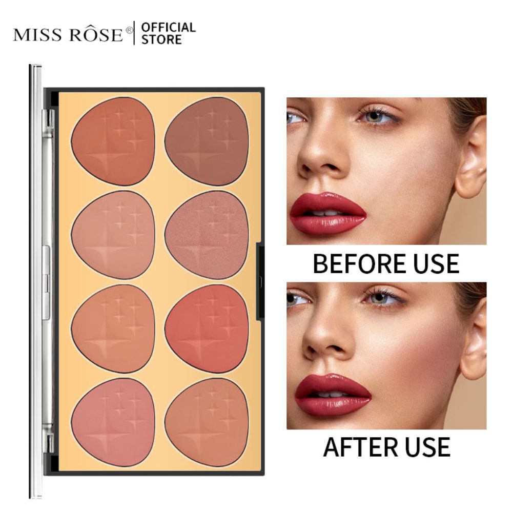 Nóng! Miss Rose 8 Blush Palette Trang điểm Tươi Sáng Màu Sắc Lâu Dài Khả Năng Chịu Nước