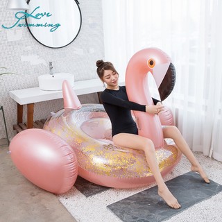 Phao bơi bơm hơi hình chim hồng hạc khổng lồ 190cm cho người lớn và trẻ em