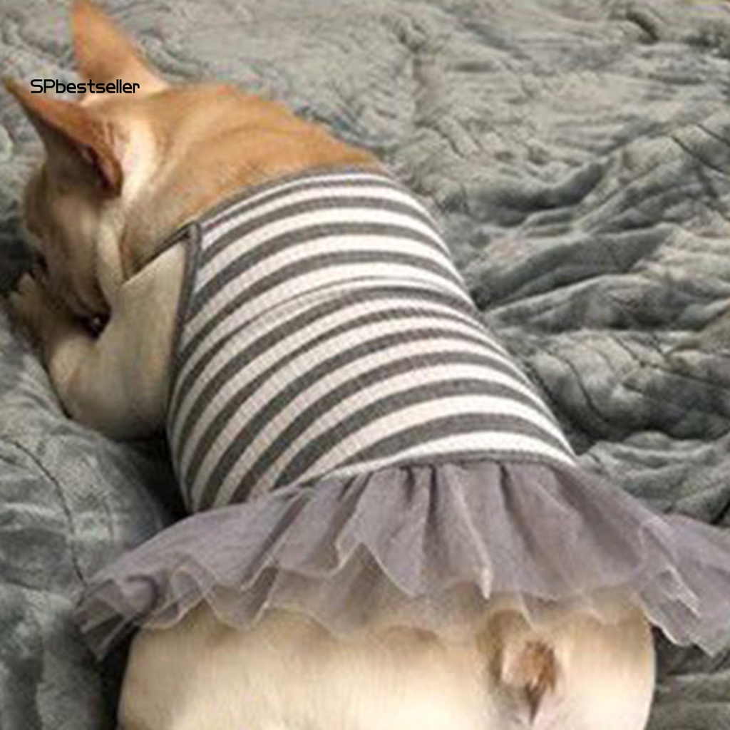 Spbestsellkr Đầm Cotton Mỏng Kẻ Sọc Tinh Tế Đáng Yêu Cho Thú Cưng Hàng Ngày