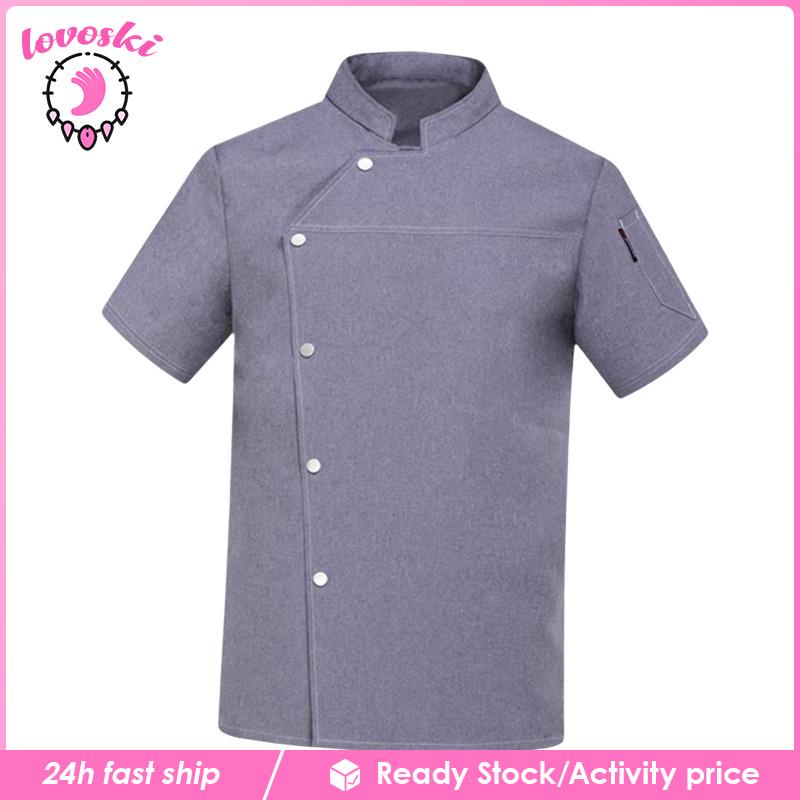 Áo Đầu Bếp Ngắn Tay Thời Trang Mùa Hè Cho Nam Nữ