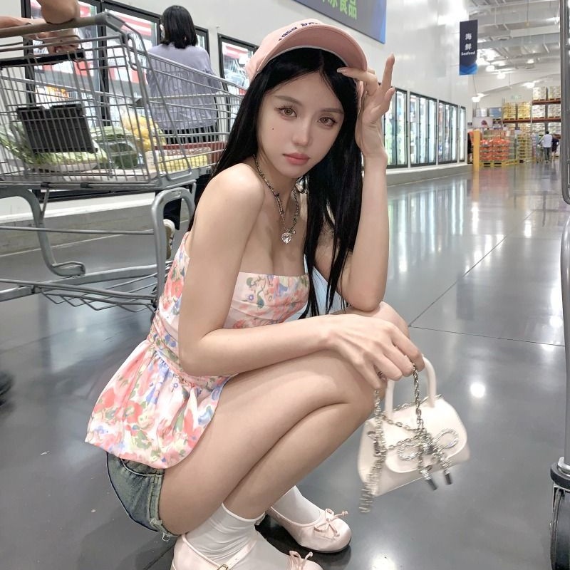 Cozok Áo Sát Nách In Hoa Kiểu vintage Quyến Rũ Thời Trang