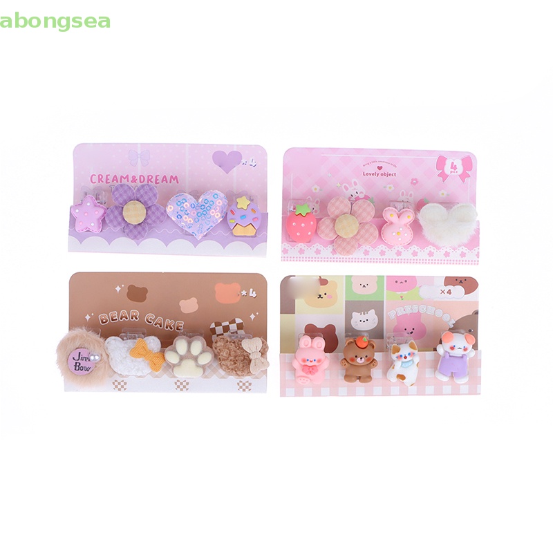 Set 4 Kẹp Tài Liệu Giấy Ghi Chú Bằng Nhựa Họa Tiết Dễ Thương
