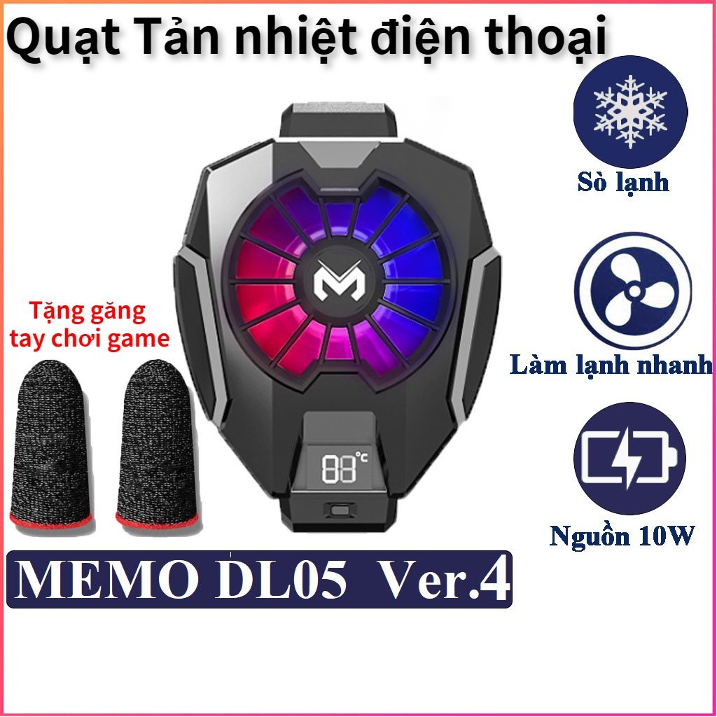 Quạt Tản nhiệt điện thoại MEMO DL05 phiên bản 2023 -Tản nhiệt điện thoại làm mát khi chơi game,đồng hồ hiện thị nhiệt độ