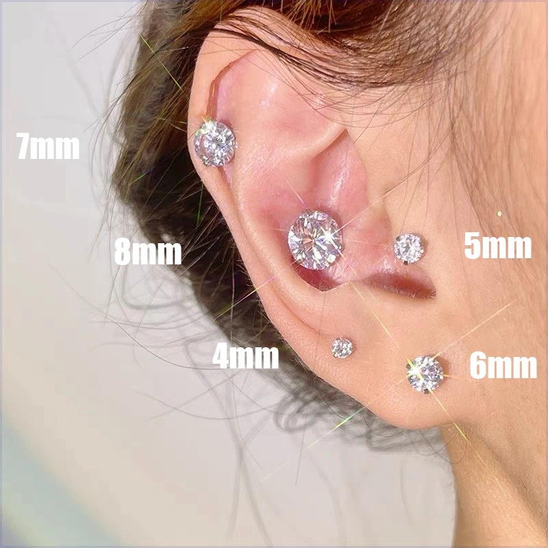 Bông Tai Nam Châm Hình Trái Tim Đính Đá Zircon Lớn Thời Trang Thanh Lịch Không Cần Xỏ Lỗ Dành Cho Trẻ Em Nam Nữ