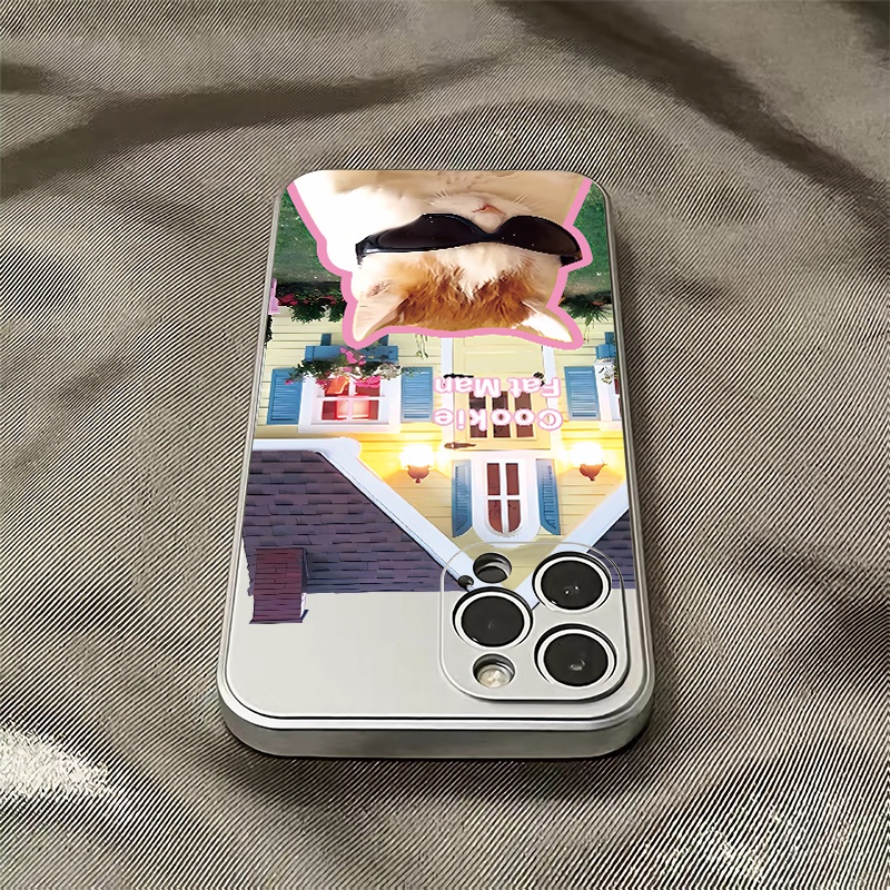 Ốp Điện Thoại TPU Silicone Mềm Mạ Điện Chống Sốc In Hình Chó Mèo Cho IPhone 14 13 11 12 Pro Max XS XR X 8 + 7 6S Plus