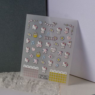 Sticker Lụa Nổi 5D | Mèo Hello Kitty | Hình Dán Móng Tay TS-030