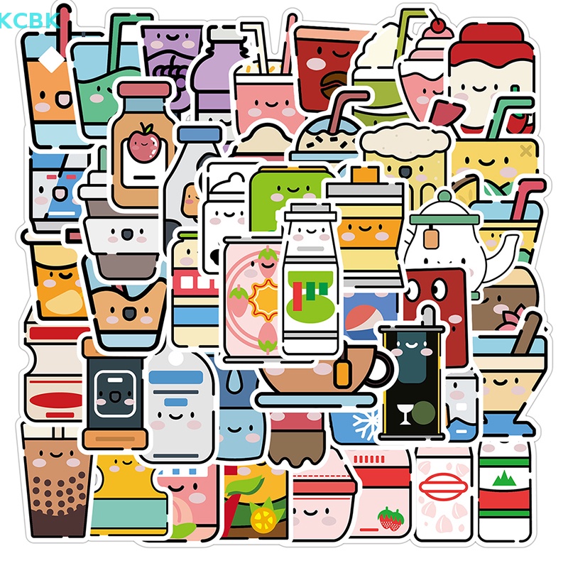 50 Miếng Dán Hoạt Hình Trang Trí Đồ Uống Bằng Nhựa PVC