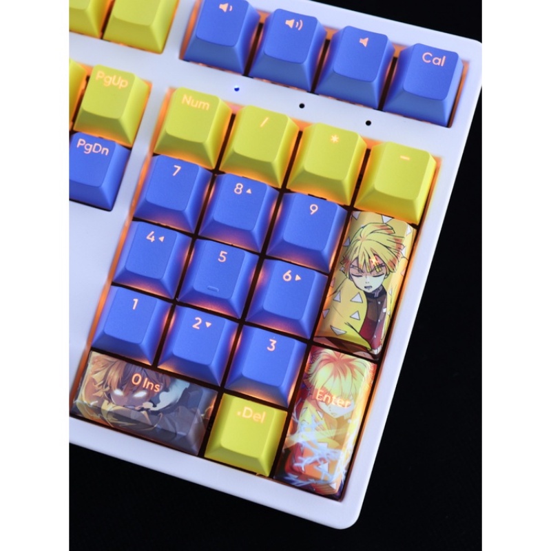 Agatsuma Zenitsu Keycaps Cherry Profile Demon Slayer Anime PBT DYE Sub Cơ Keycap