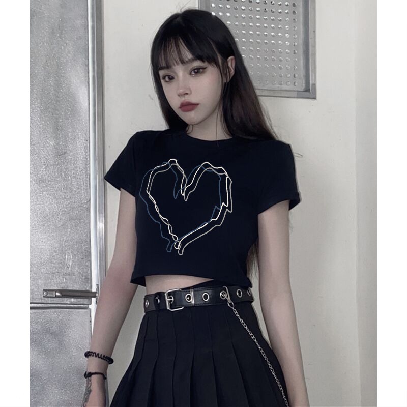 Áo Thun 100% Cotton Tay Ngắn Dáng Ôm Phối Nút Phong Cách Thời Trang Hàn Quốc Mới