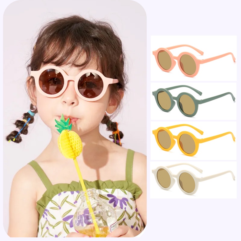 Kính Mát Gọng Nhựa Màu Trơn Dễ Thương Cho Bé
