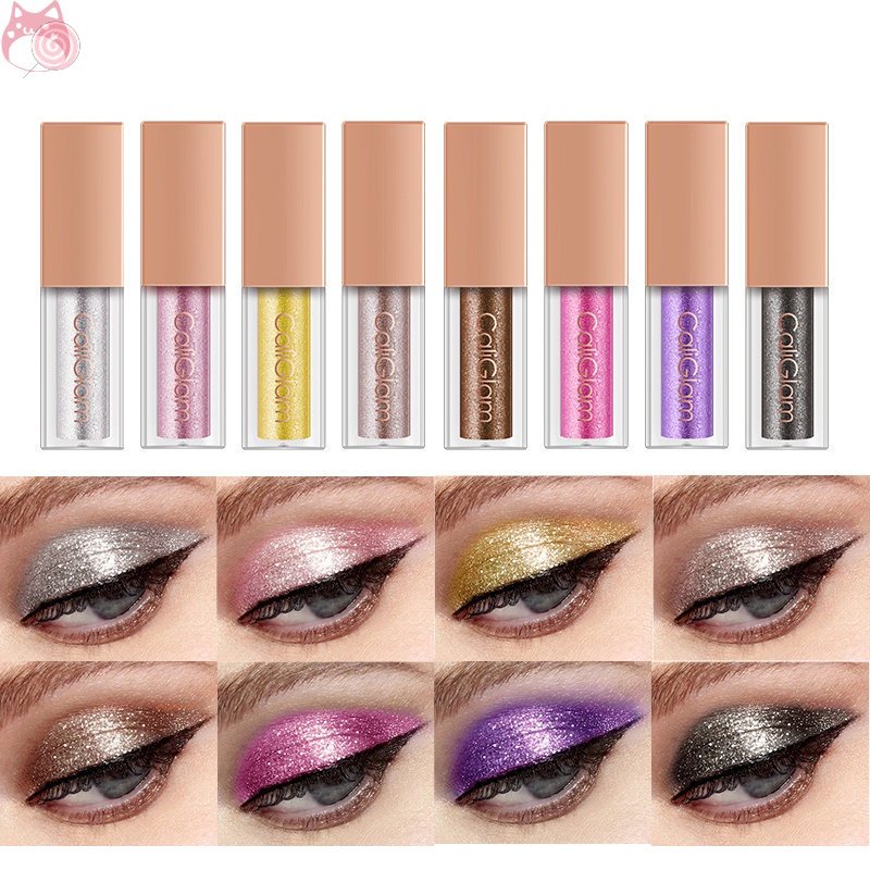 Set 8 Phấn Mắt Dạng Lỏng Ánh Kim Tuyến Lấp Lánh Không Thấm Nước Và Mồ Hôi HSU