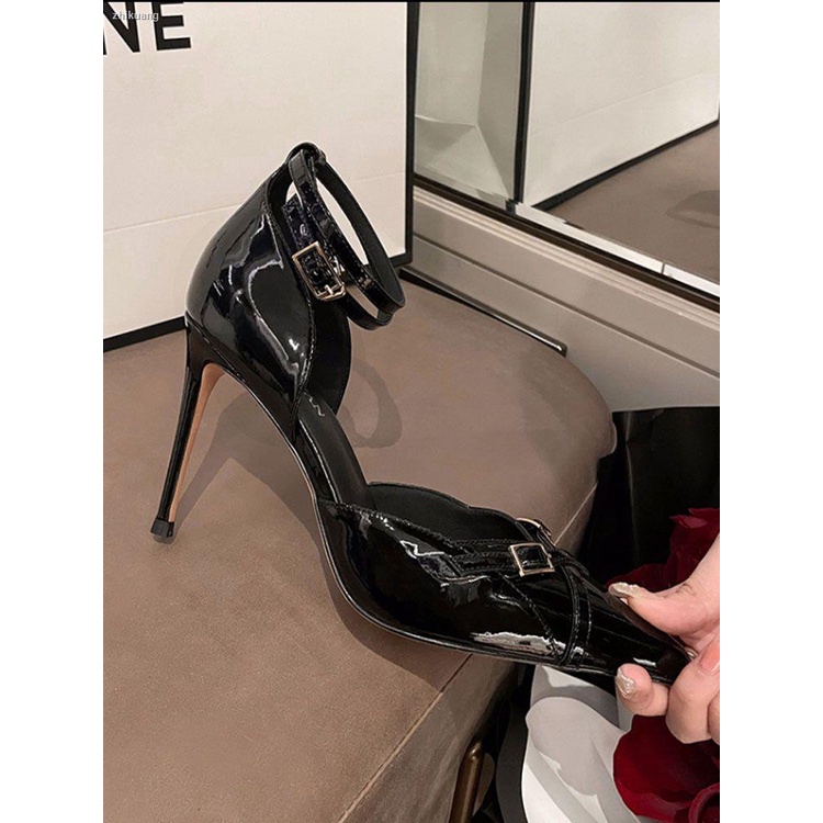 Giày Cao Gót Da Bóng Mũi Nhọn Thời Trang Xuân Hè 2023 Cho Nữ