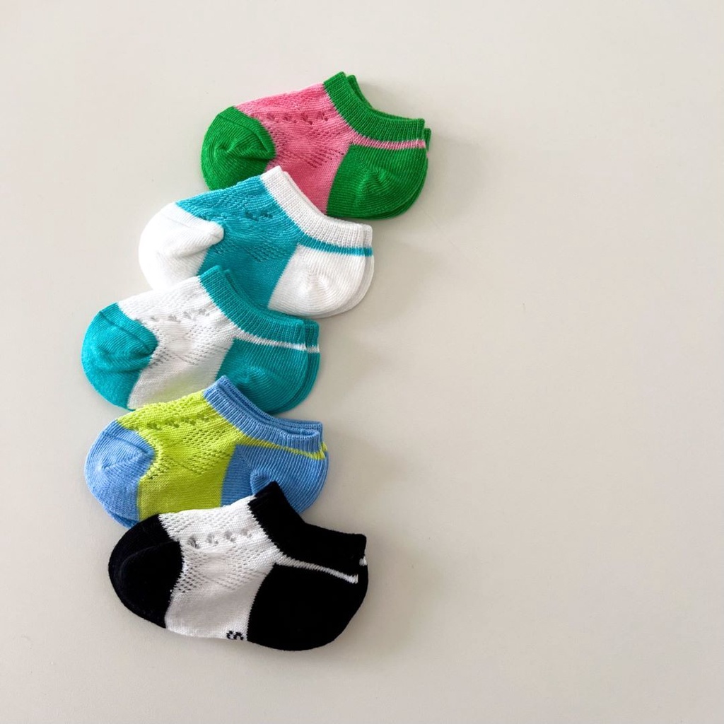 Vớ Cotton Mỏng Phối Lưới Thoáng Khí Màu Sắc Thời Trang Xuân Hè Dành Cho Bé Trai Và Bé Gái