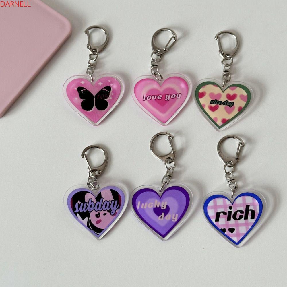 Móc Chìa Khóa Xe Hơi Bằng Nhựa Acrylic Hình Trái Tim Dễ Thương Cho Nữ
