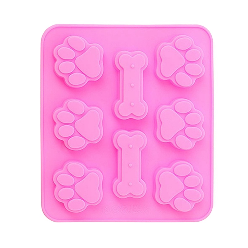 Khuôn Silicone Làm Bánh Hình Dấu Chân Chó Và Xương Đáng Yêu