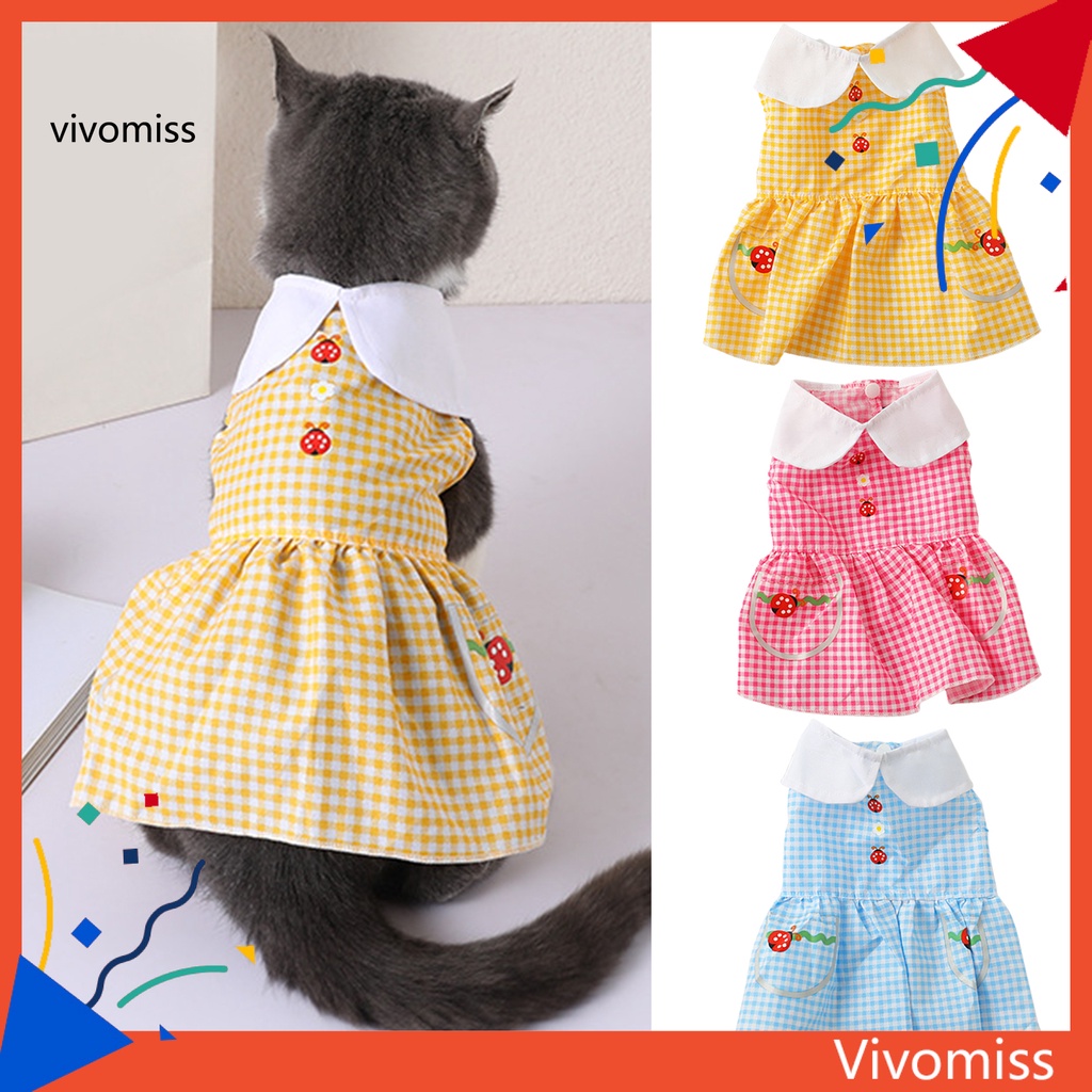 Đầm Công Chúa Họa Tiết Sọc Caro Thời Trang Mùa Hè Xinh Xắn Cho Thú Cưng