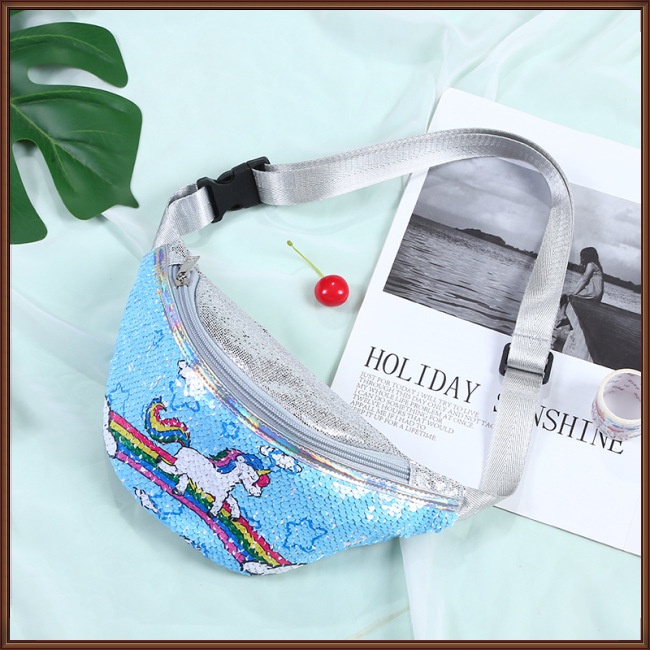 Túi Đeo Hông Bằng Da Pu Hình Kỳ Lân Đính Kim Sa Thời Trang Dành Cho Trẻ Nhỏ