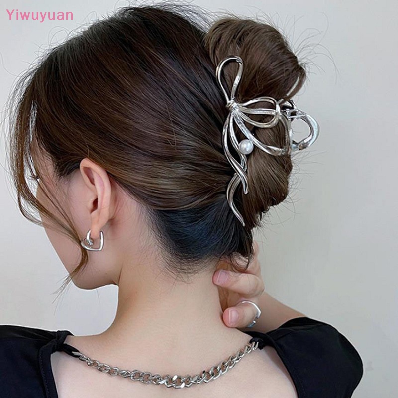 Kẹp Tóc Đính Ruy Băng Màu Vàng / Bạc Thời Trang Mới Cho Nữ