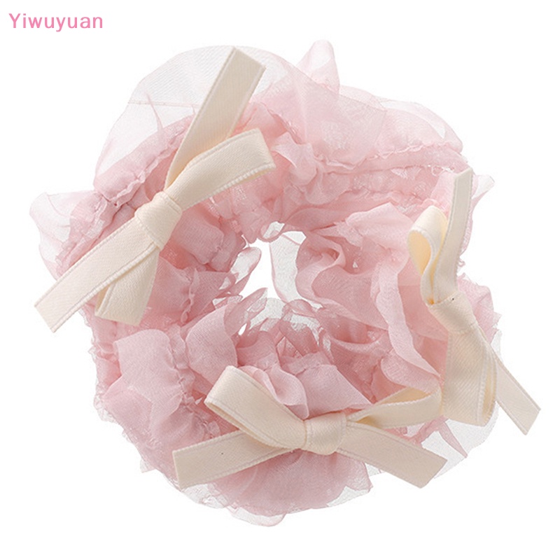 < Yiwuyuan > Dây Buộc Tóc Lưới Thắt Nơ Hồng Cỡ Lớn Đơn Giản Phụ Kiện Hàn Quốc Cho Nữ