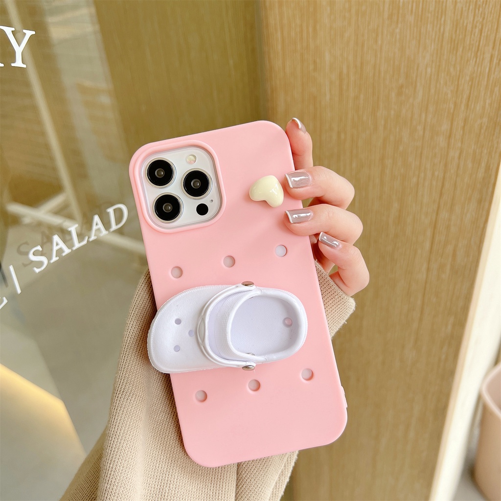 Ốp Điện Thoại Tpu Silicon Mềm Chống Sốc Hình Chiếc Giày 3D Màu Trơn Cho iPhone 14 13 12 11 Pro Max