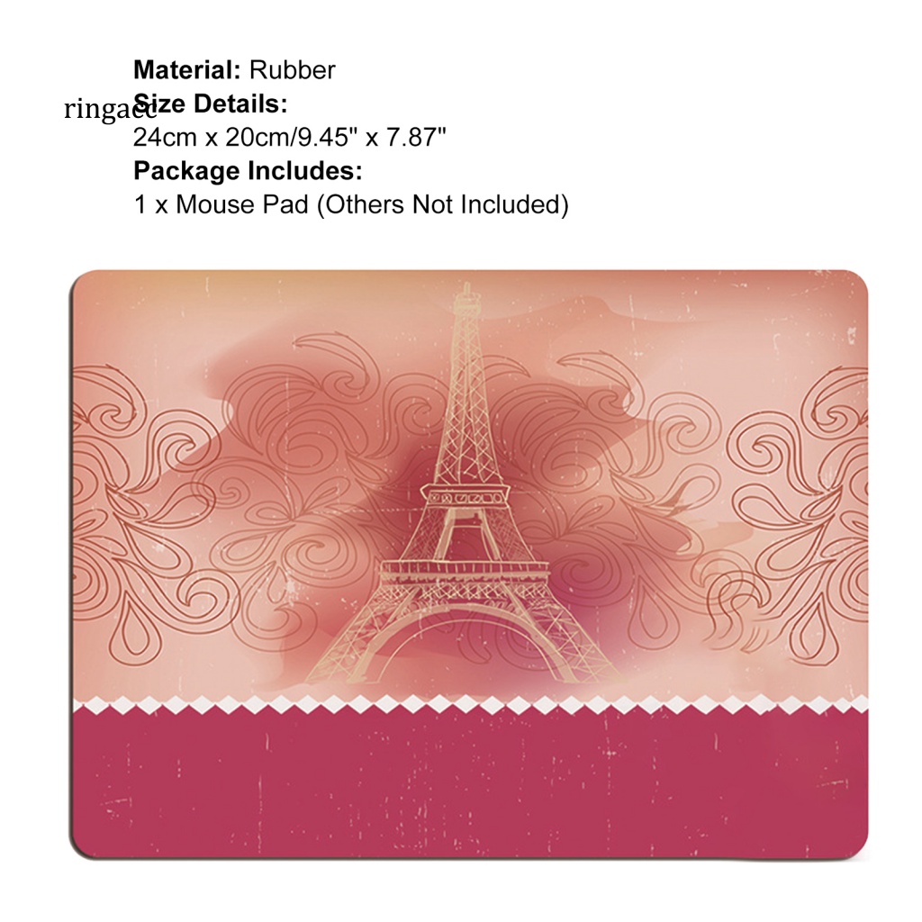 Tấm Lót Chuột RGA Mềm Mại Thoải Mái Có Đệm Cổ Tay Hình Tháp Eiffel Dành Cho Laptop