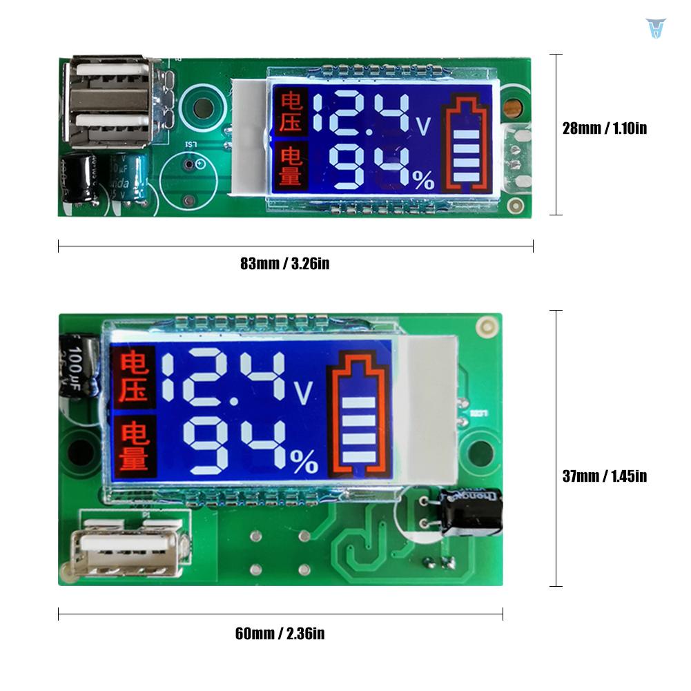 Đồng Hồ Đo Điện Áp Hiển Thị Màn Hình LCD Với Giao Diện USB Cho Pin Lithium 12.6V 3S
