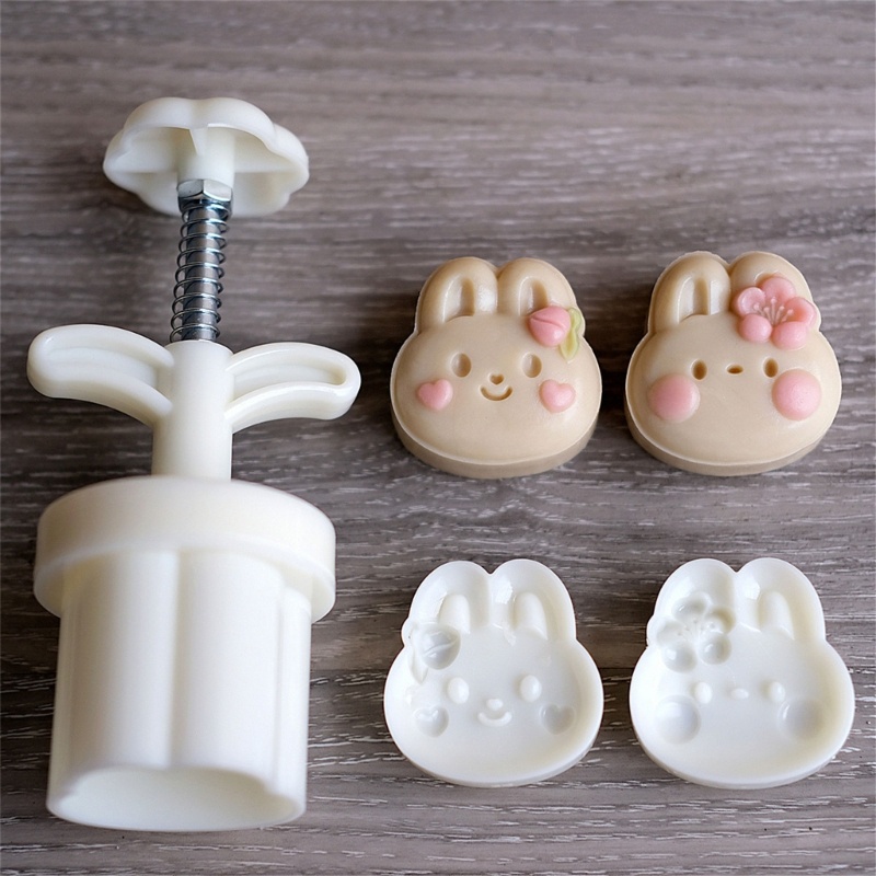 Khuôn Nhấn Tay Làm Bánh Trung Thu Hình Cherry-Rabbit 3D DIY