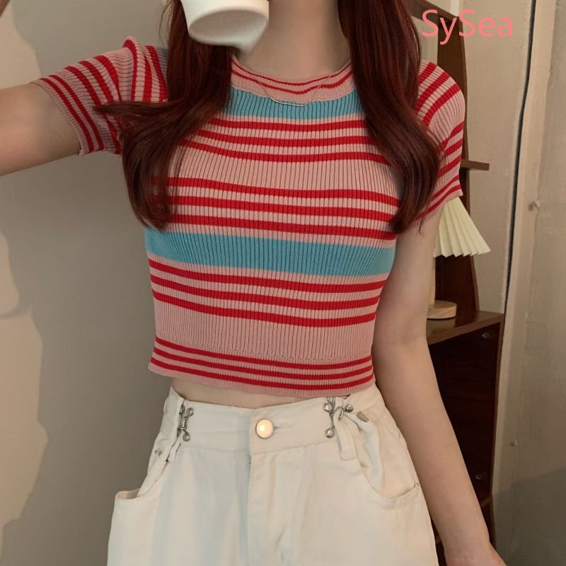 Áo Dệt Kim Kẻ Sọc Thời Trang Mùa Hè Cho Nữ