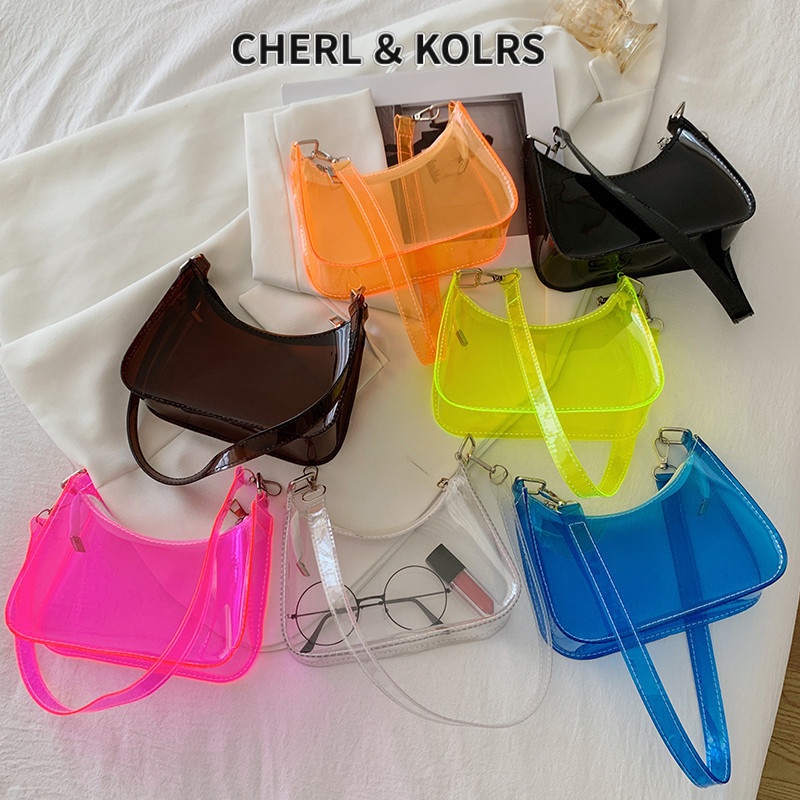 CherlKolrs Túi Đeo Vai Bằng PVC Trong Suốt Màu Kẹo Thời Trang Mùa Hè Cho Nữ