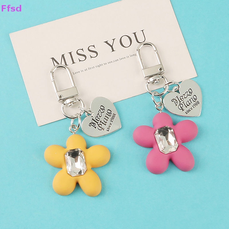 {Ffsd} Móc Chìa Khóa Xe Hơi / Ba Lô / Trang Trí Túi Xách Hình Hoa / Trái Tim Đính Đá Quý Màu S