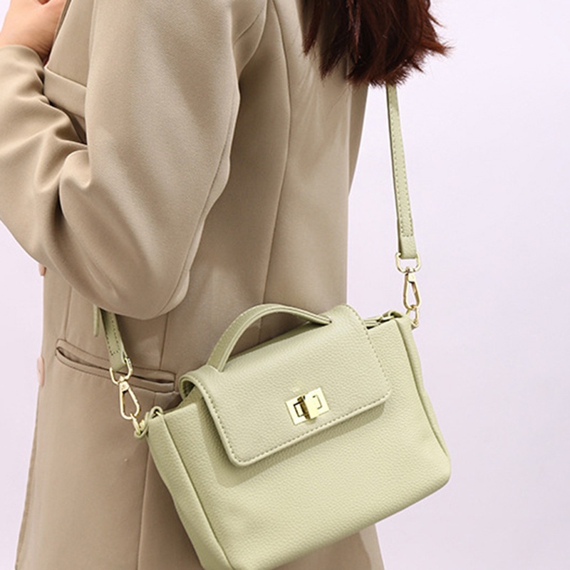 Túi Đeo Chéo Da Mềm Dáng Vuông Nhỏ Màu Trơn Họa Tiết Vỏ Quả Vải Thời Trang Cao Cấp Cho Nữ