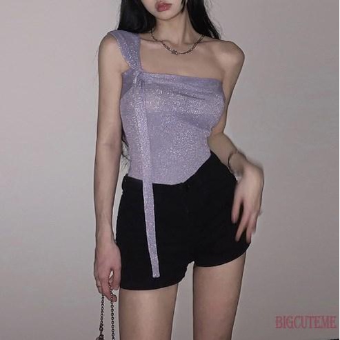 Áo Tank Top Một Dây Sáng Bóng Thời Trang Mùa Hè Cá Tính Cho Nữ